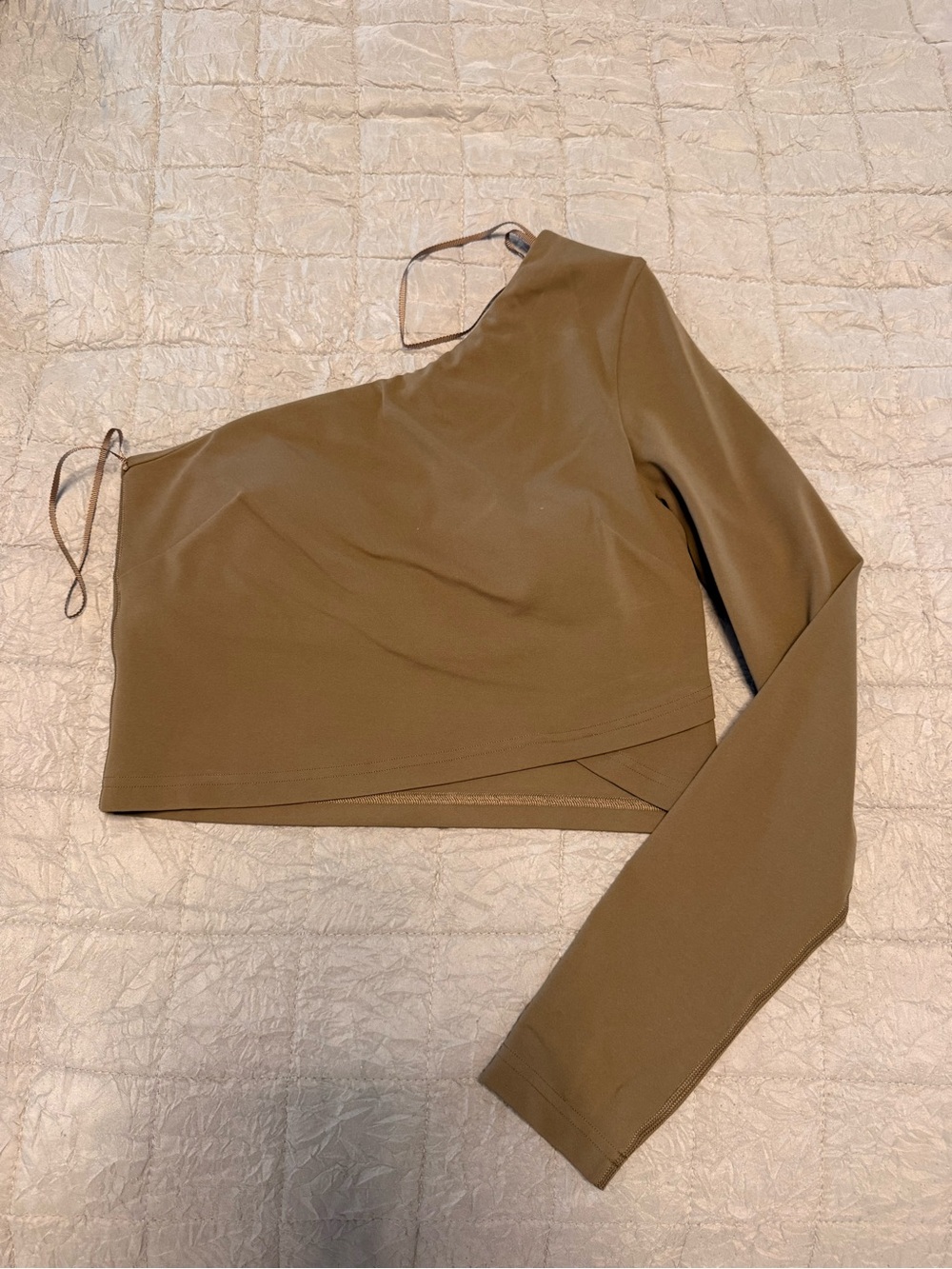 lululemon athletica One-Shoulder Crop Top in Taupe